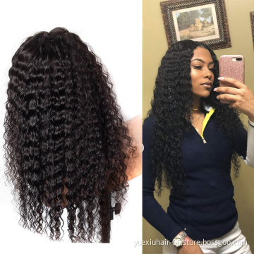 Indian Remy Hair Natural Black Color Deep Wave Lace Front Human Hair Wig for Black Women Overnight Delivery Lace Wigs